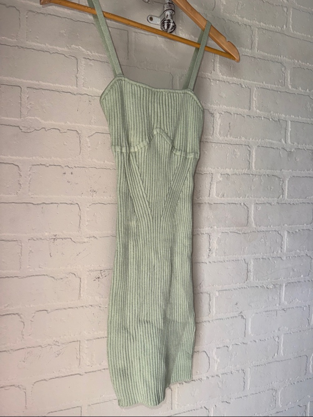 Princess Polly dress Mint Green Ribbed Knit Mini stretch Edward medium large